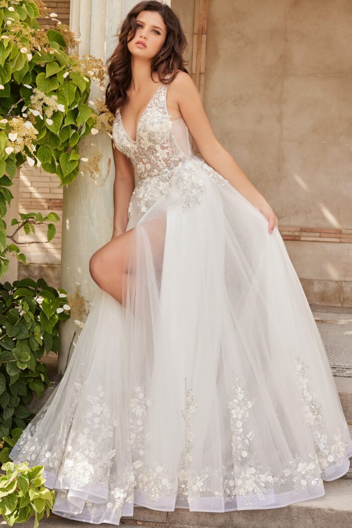 Jovani JB25737 Long Sequin Ballgown Wedding Dress