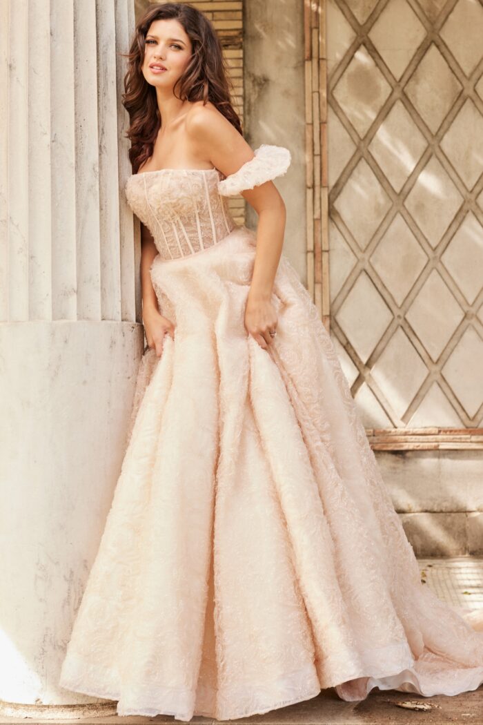 Wedding Dresses Long Sequin A Line Wedding Dress Nude