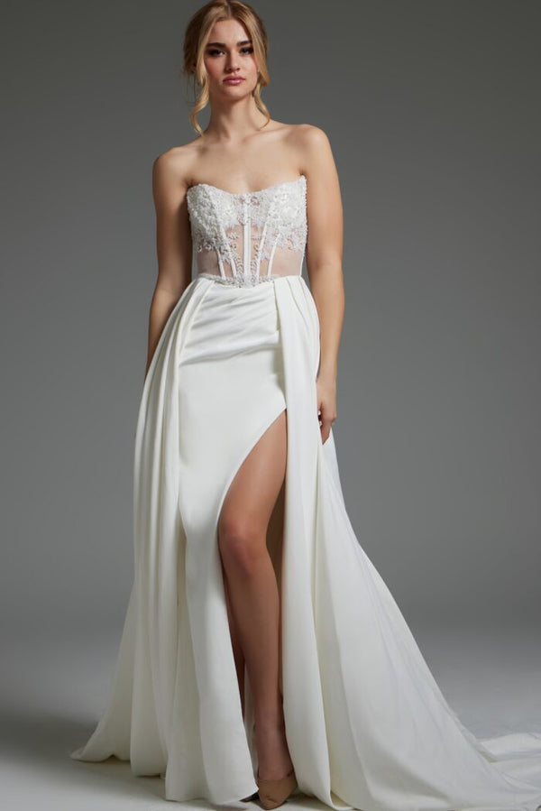 Jovani JB37128 Beaded Long High Slit Wedding Dress