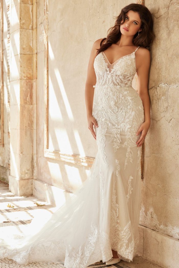 Wedding Dresses Long Beaded Lace Bridal Wedding Dress Ivory