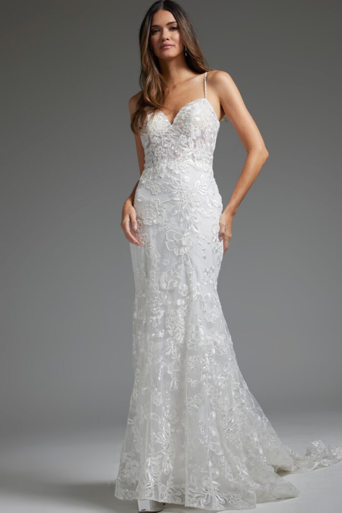 Wedding Dresses Bridal Gown Floral Mermaid Long Wedding Dress Off-White