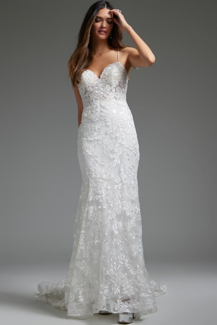 Jovani JB37538 Bridal Gown Floral Mermaid Long Wedding Dress