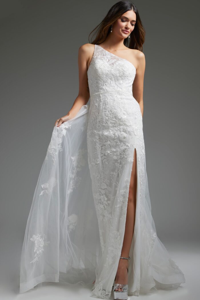 Jovani JB37601 Long Bridal Gown High Slit Wedding Dress