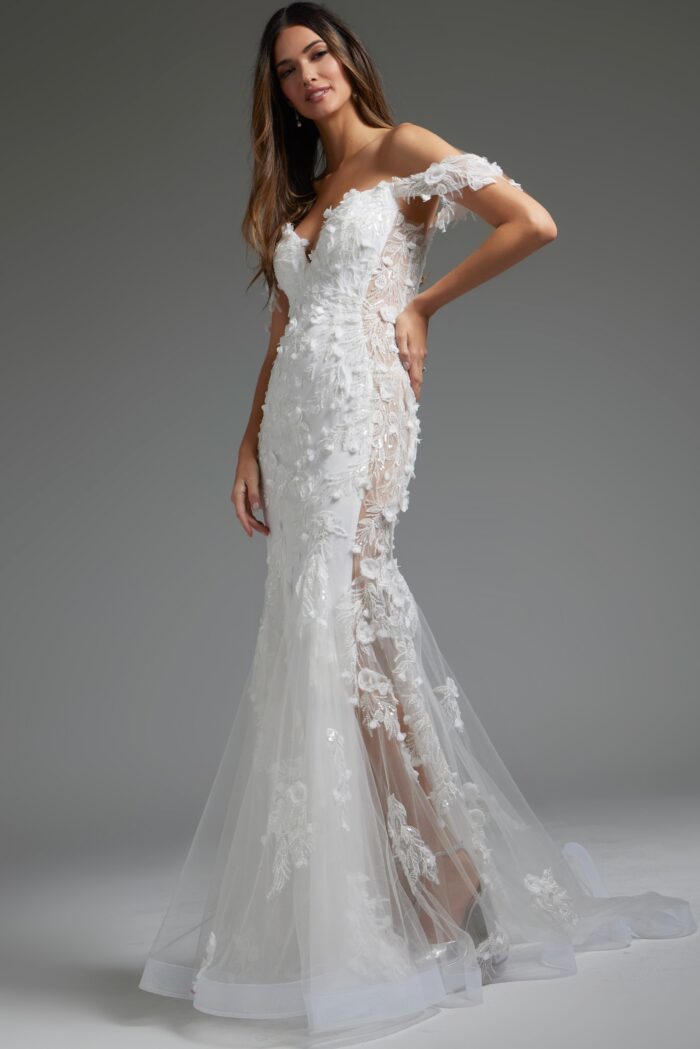 Wedding Dresses Long Mermaid Bridal Wedding Dress Off-White