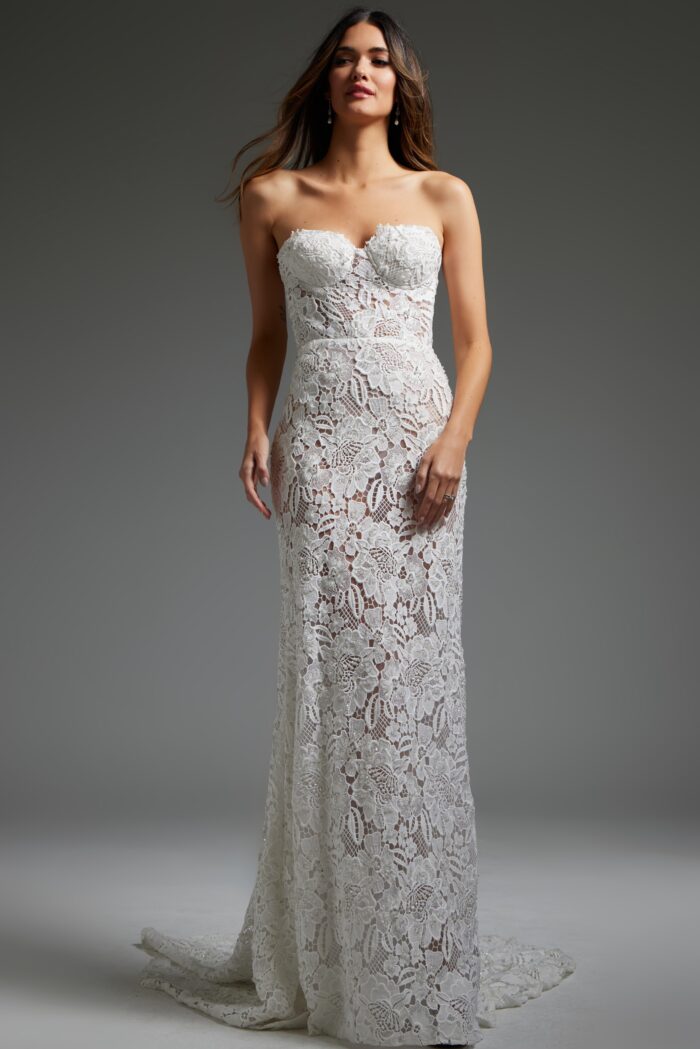 Jovani JB38271 Long Bridal Gown Corset Lace Wedding Dress