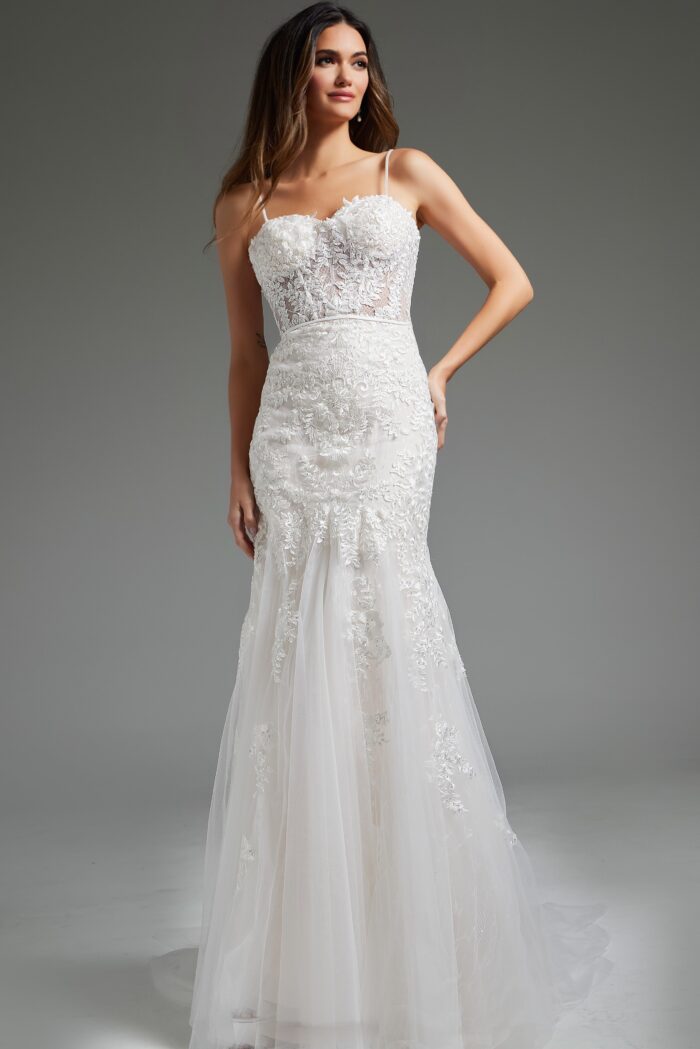 Jovani JB38490 Long Mermaid Bridal Wedding Dress