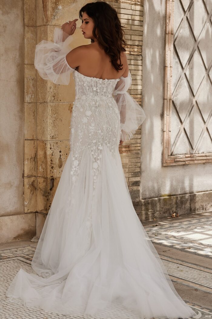 Jovani JB38491 Long Bridal Gown Mermaid Puff Wedding Dress