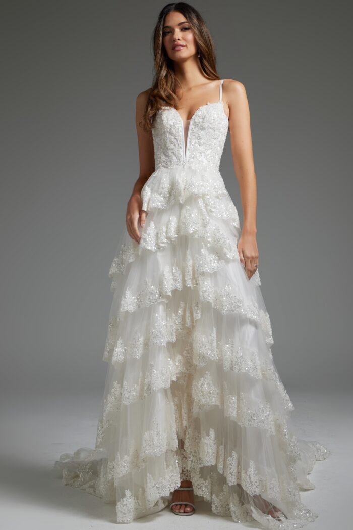 Jovani JB38641 Bridal Gown Beaded A Line Long Wedding Dress