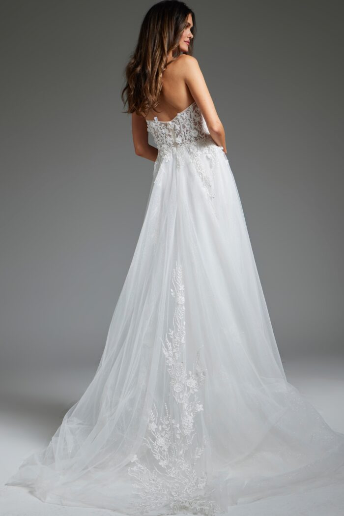 Jovani JB39160 Floral Bodice Bridal Gown Long Wedding Dress
