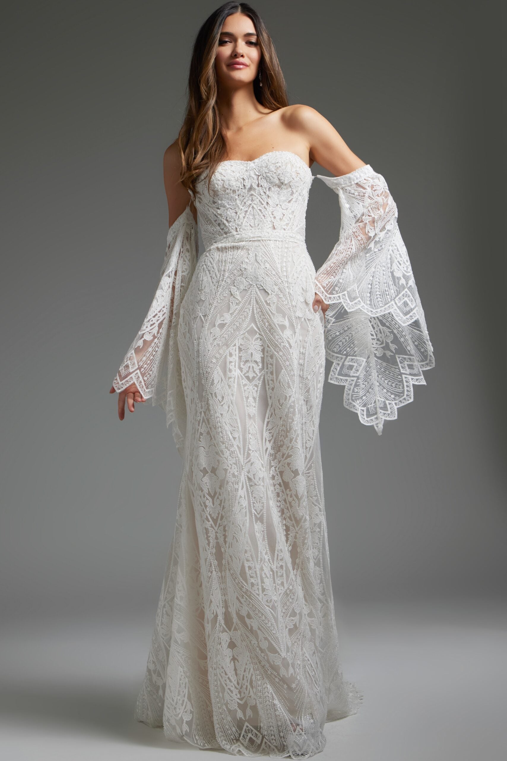 jovani white long sleeve dress Jovani 24262