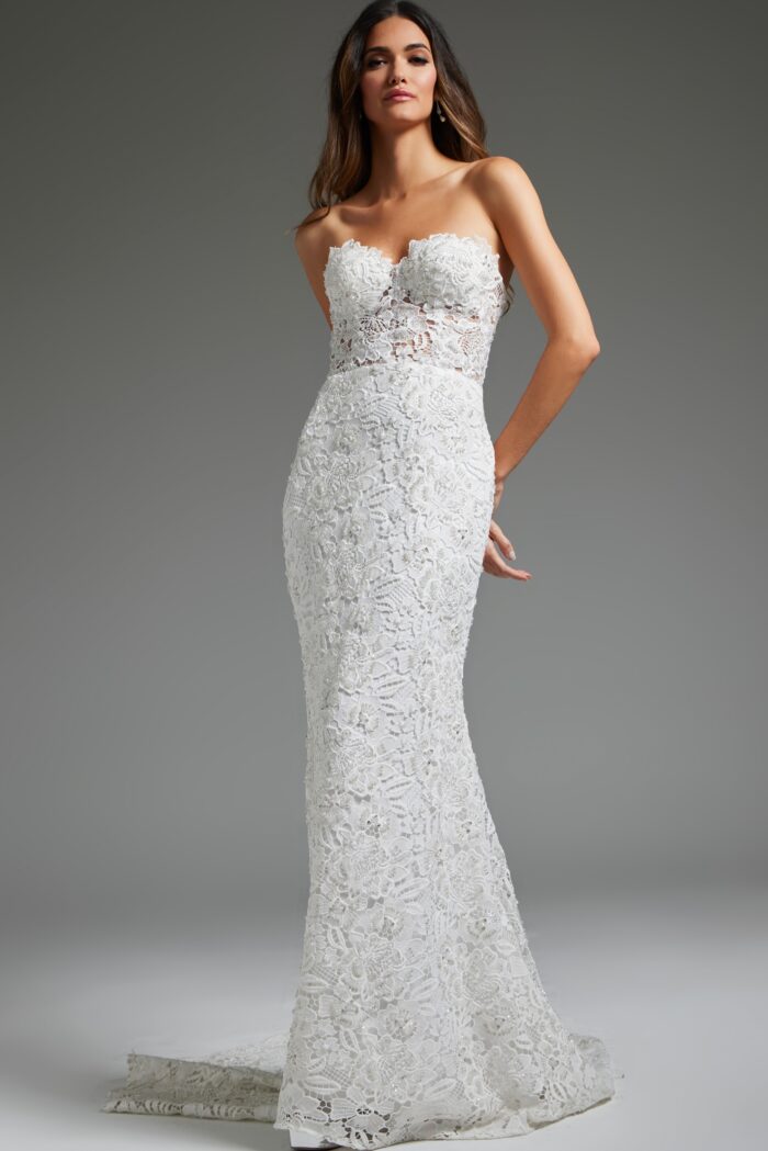 Wedding Dresses Long Bridal Gown Mermaid Fit Wedding Dress  Off-White