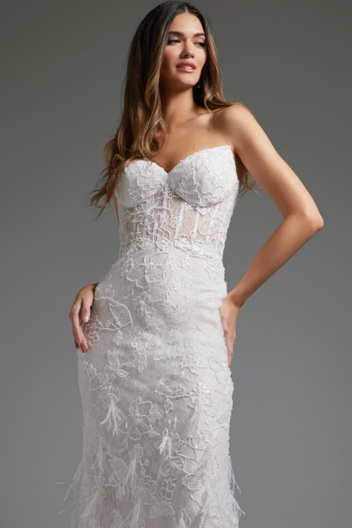 Wedding Dresses Lace Bridal Gown Long Beaded Fit Wedding Dress Off-White