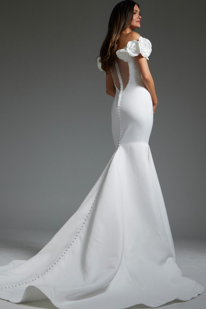 Wedding Dresses Bridal Gown Long mermaid Rosette Wedding Dress Off-White
