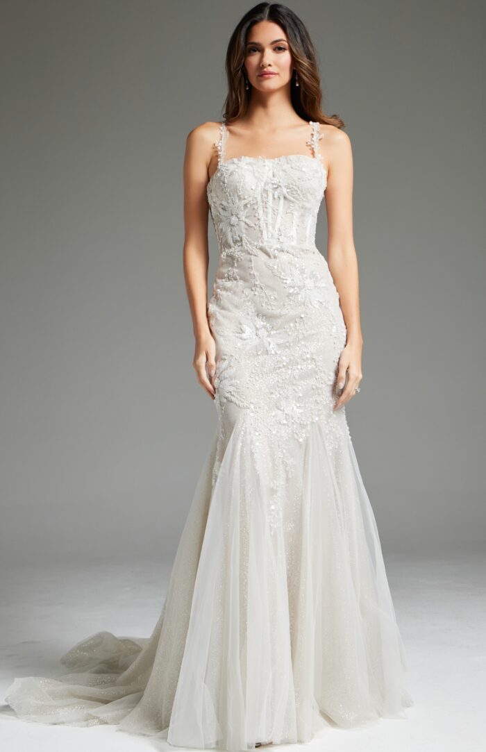 Jovani JB40631 Mermaid Long Beaded Wedding Dress The Dress Outlet Jovani JB40631 Mermaid Long Beaded Wedding Dress The Dress Outlet