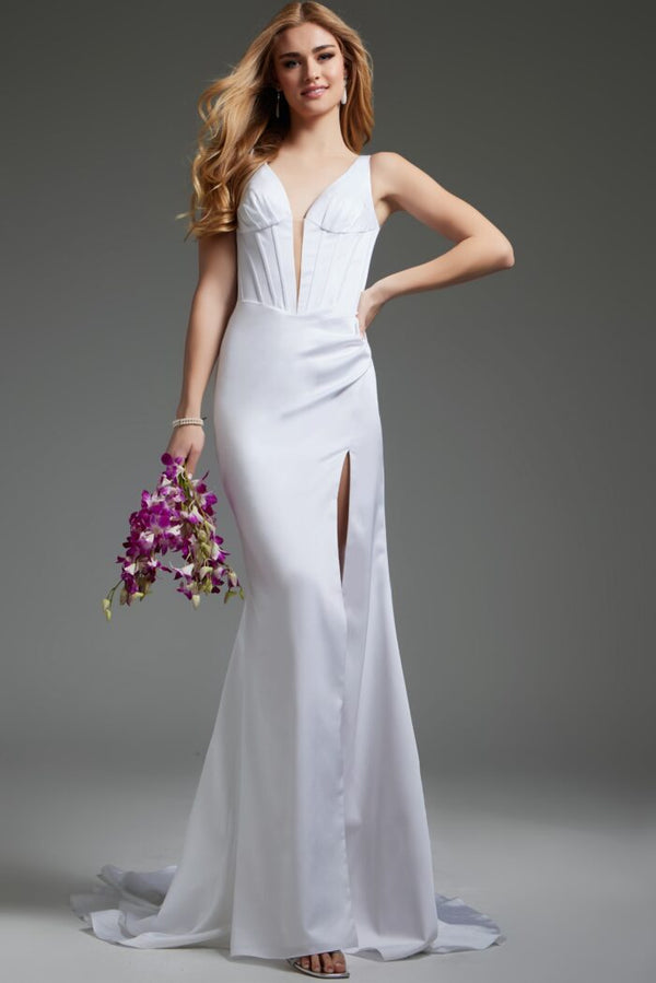 Jovani JB40782 Fitted Long High Side Slit Wedding Dress