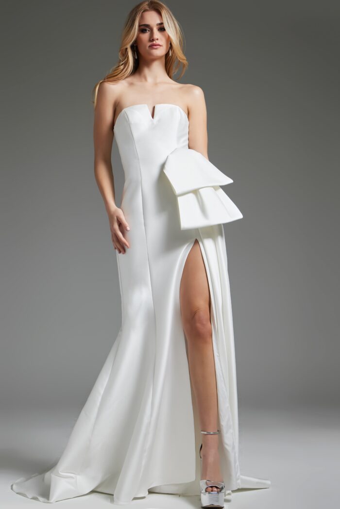 Wedding Dresses High Slit Bridal Long Wedding Dress Off-White