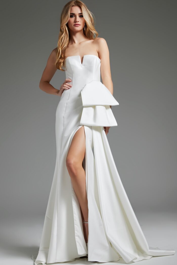 Wedding Dresses High Slit Bridal Long Wedding Dress Off-White