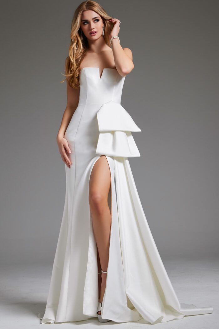 Wedding Dresses High Slit Bridal Long Wedding Dress Off-White