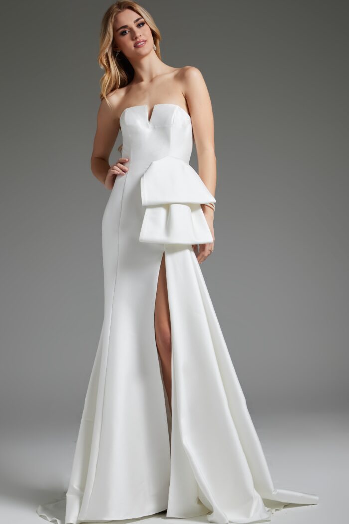 Wedding Dresses High Slit Bridal Long Wedding Dress Off-White