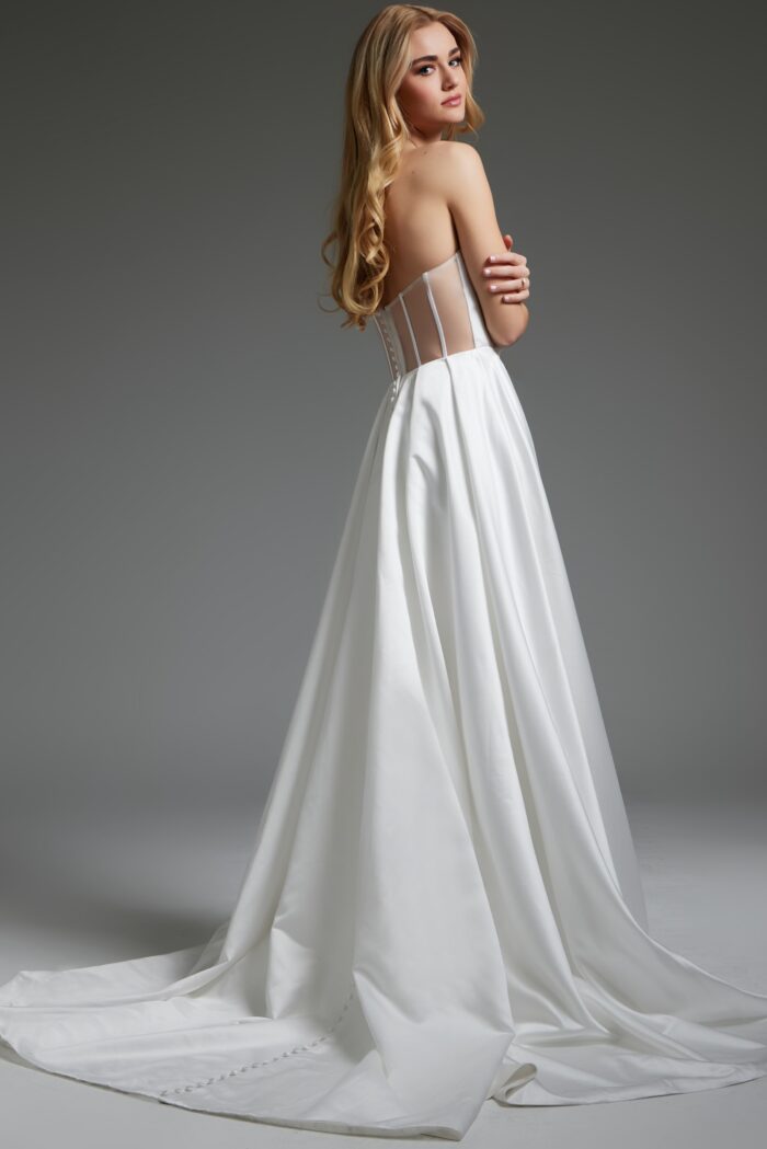 Jovani JB40825 Bridal Gown A Line Corset Bodice Long Wedding Dress