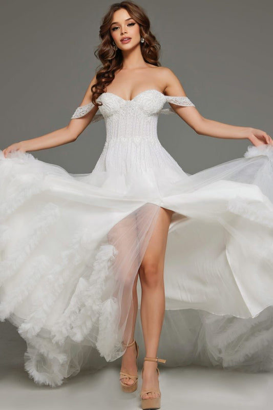 Wedding Dresses Briddal Gown Long Ruffle Wedding Dress Off-White