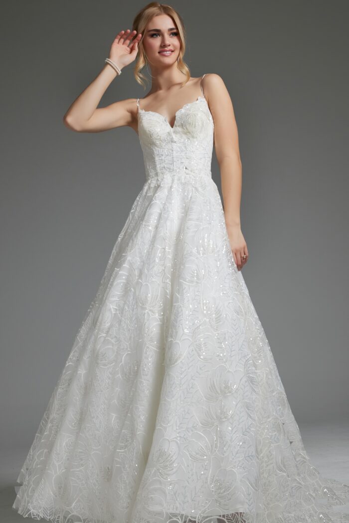 Jovani JB422225 Bridal Gown Sequin Long Wedding Dress