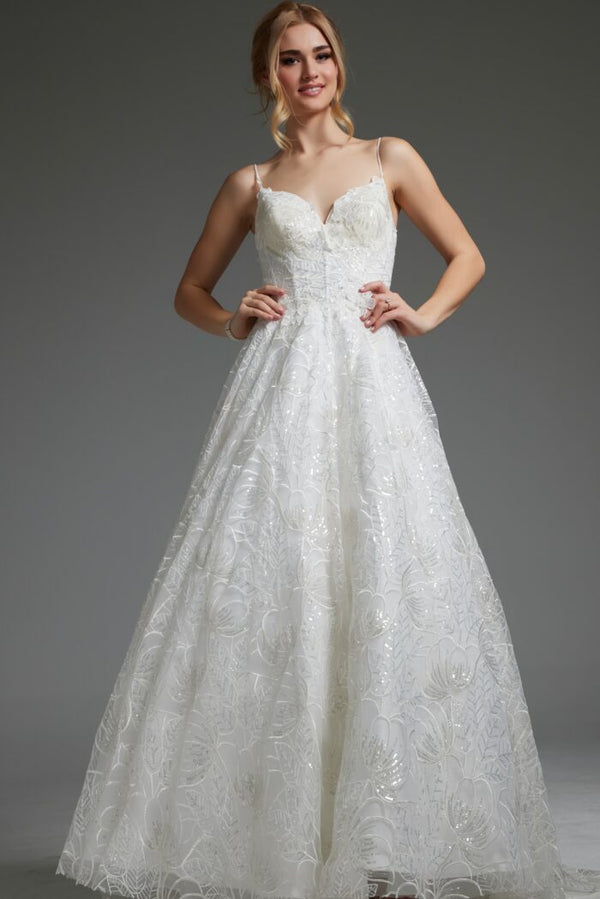 Jovani JB422225 Bridal Gown Sequin Long Wedding Dress