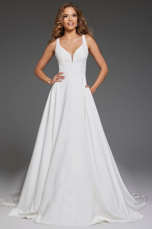 Wedding Dresses Long Bridal Gown A Line Beaded Wedding Dress Ivory/Nude