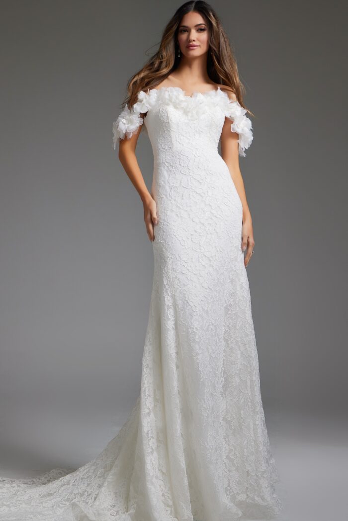 Jovani JB42295 Bridal Gown Ruffle Long Wedding Dress