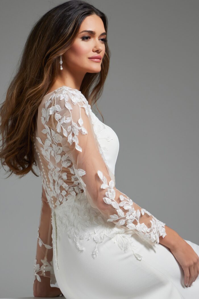 Jovani JB42297 Sheath Bridal Gown Long Wedding Dress - Ivory/Nude / 8 Jovani JB42297 Sheath Bridal Gown Long Wedding Dress - Ivory/Nude / 8