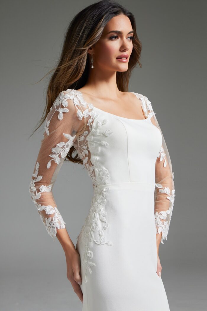 Jovani JB42297 Sheath Bridal Gown Long Wedding Dress - Ivory/Nude / 8