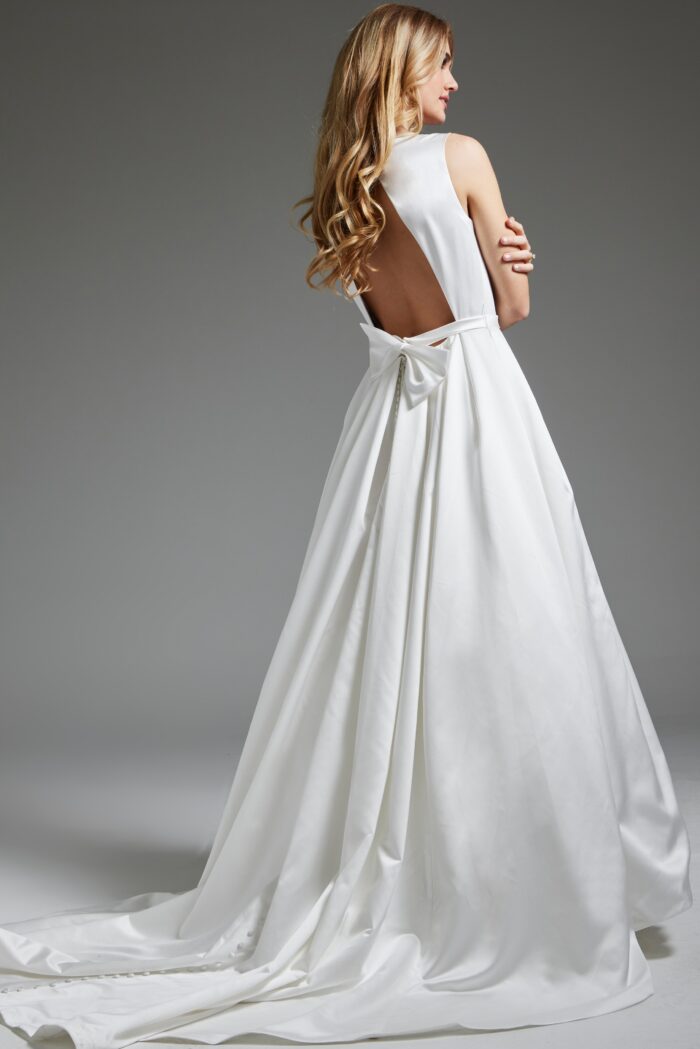 Wedding Dresses Long Bridal Gown Keyhole Neck A Line Wedding Dress Ivory