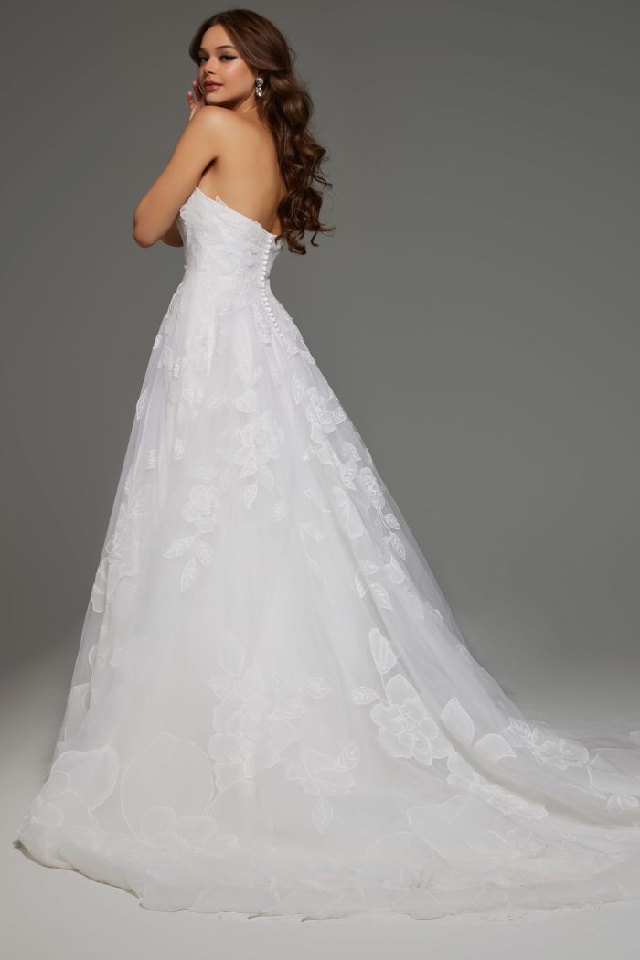 Jovani JB42324 A Line Long Floral Wedding Dress