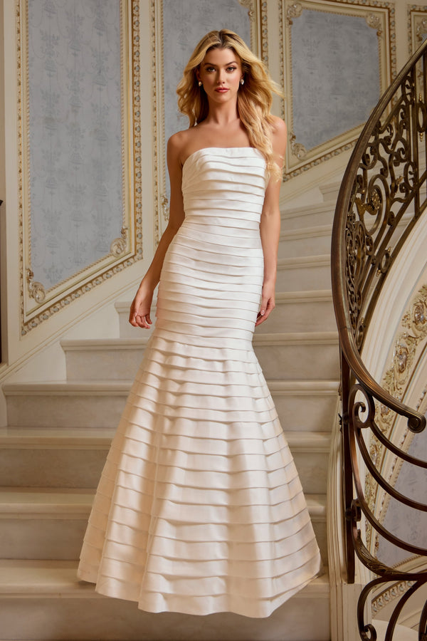 Strapless Floor-Length Satin Bridal Mermaid Trumpet Jovani JB42350