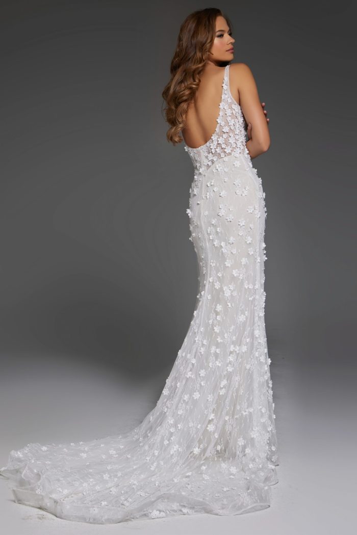 Jovani JB42483 Floral Lace Bridal Gown Long Wedding Dress
