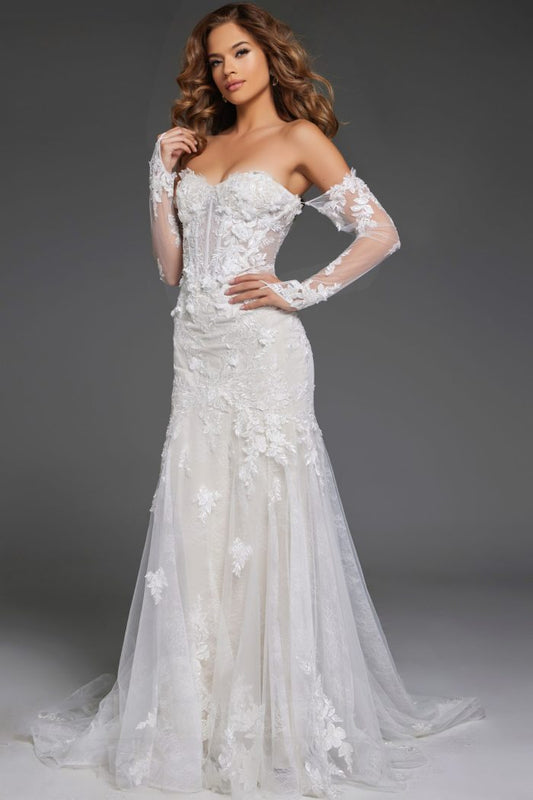 Wedding Dresses Long Lace Fit Bridal Gown Wedding Dress Off-White