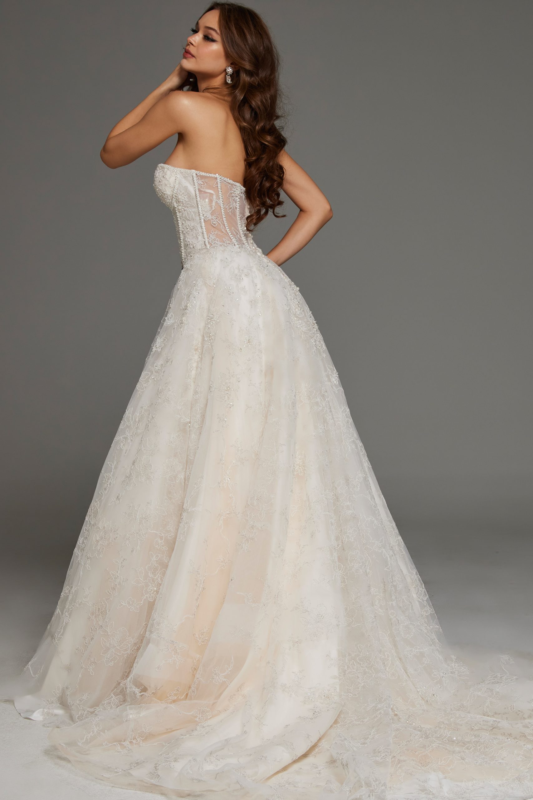 Wedding Dresses Corset Bridal Gown Long Lace Details Wedding Dress Off-White