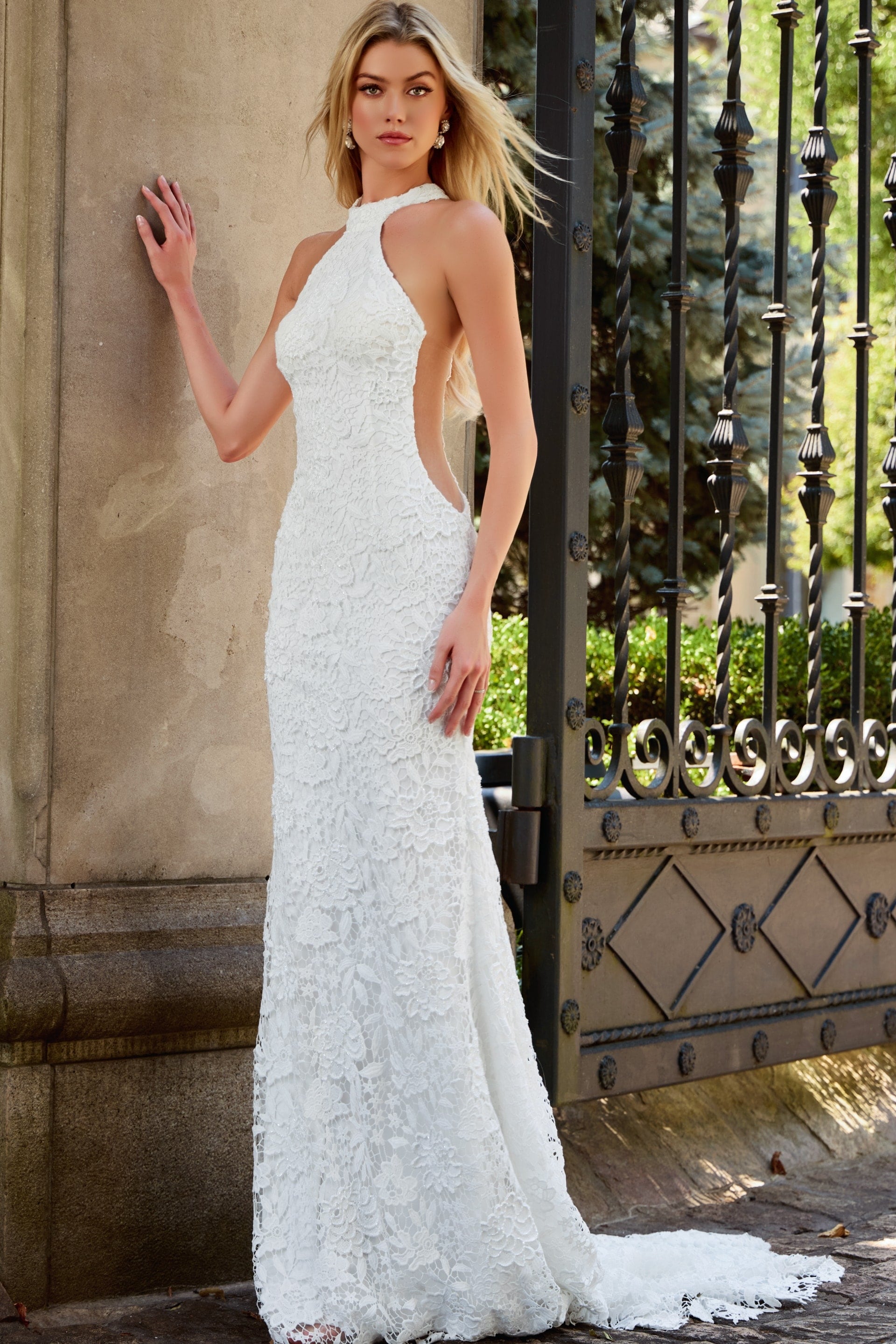 Halter Floor-Length Lace Wedding Mermaid/Trumpet Gown Jovani JB42770