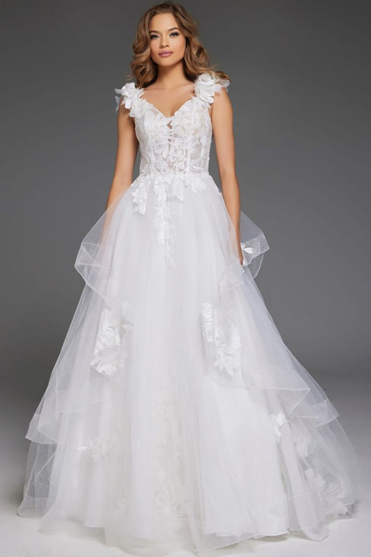 Wedding Dresses Ballgown Long Floral Detail Wedding Dress Ivory/Nude