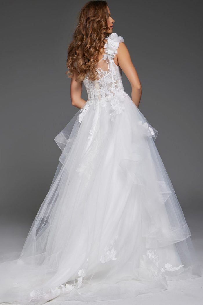 Jovani JB43314 Ballgown Long Floral Detail Wedding Dress