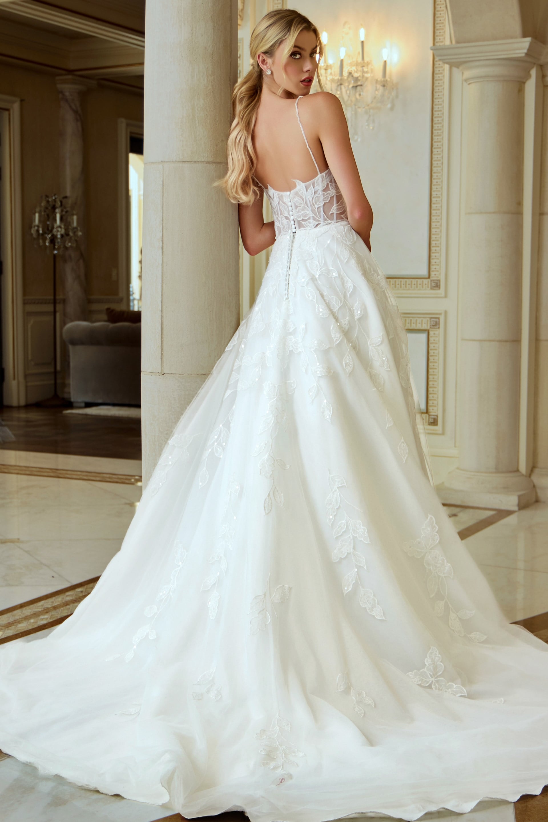 Sweetheart Floor-Length Tulle Bridal A-Line Wedding Gown Jovani JB43863