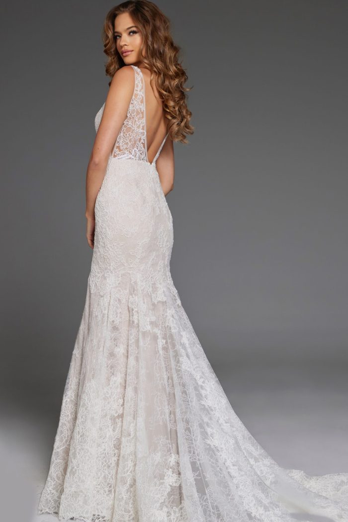 Wedding Dresses Bridal Gown Intricate Lace Long Wedding Dress Ivory/Nude