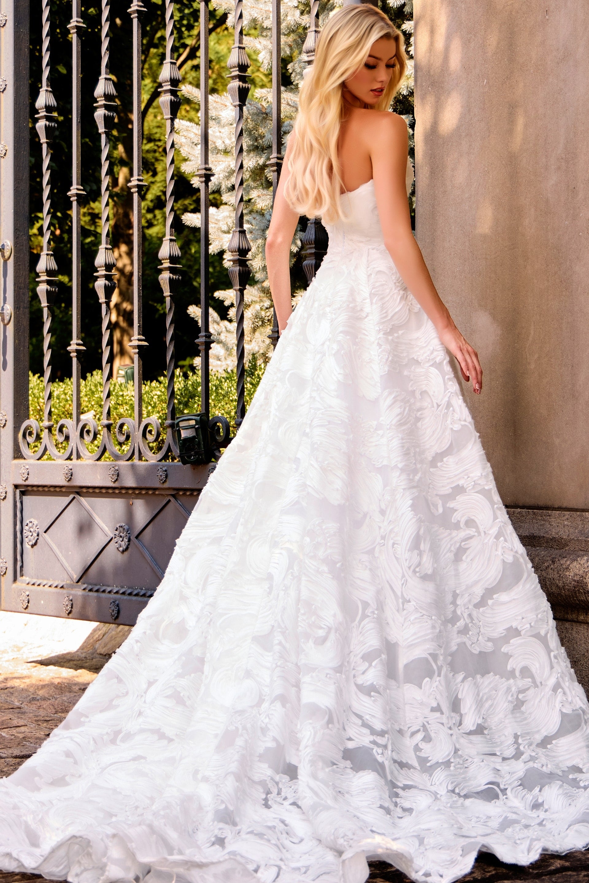Strapless Floor-Length Lace Wedding Ball Gown Jovani JB44115