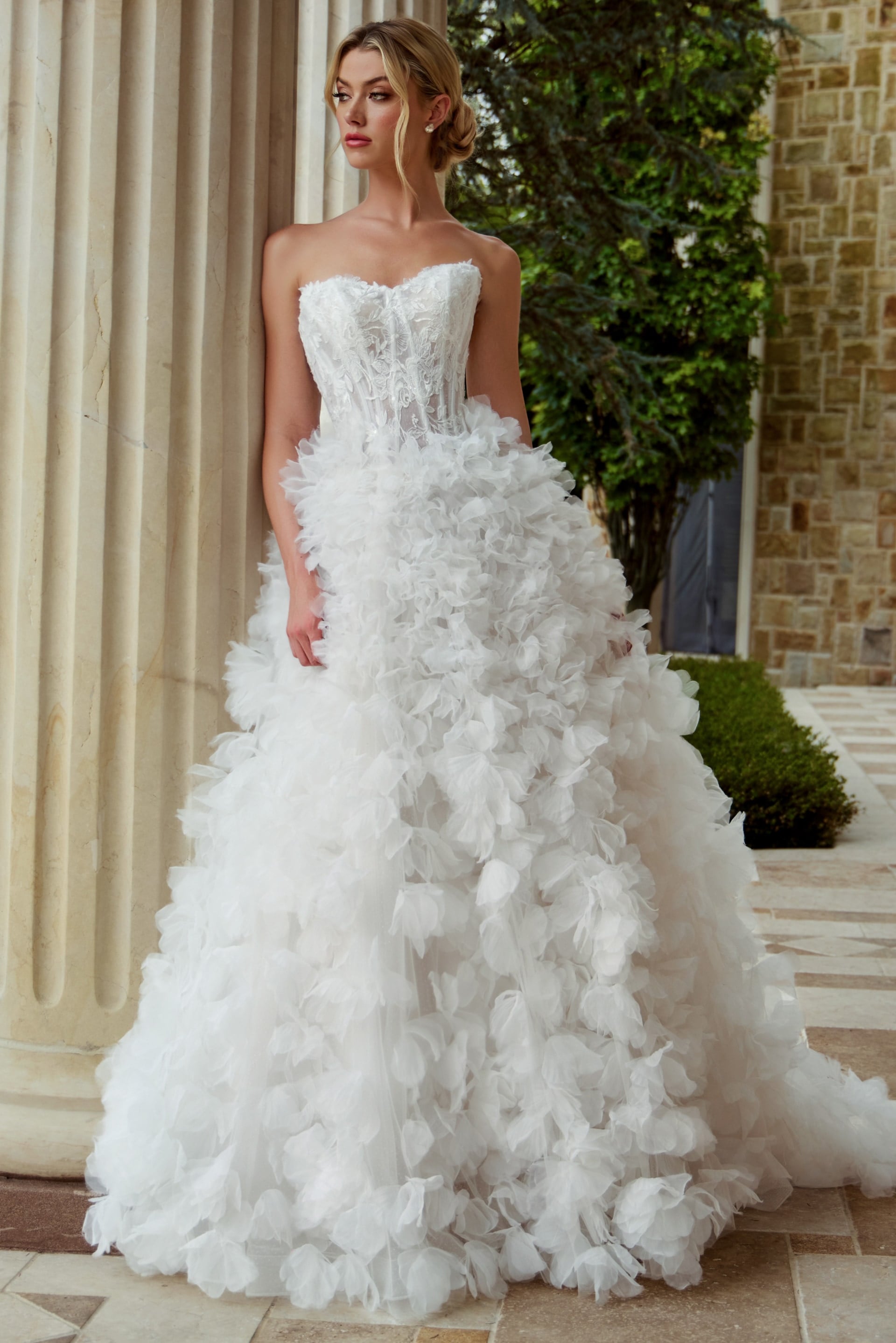 Strapless Floor-Length Tulle Wedding Ball Gown Jovani JB44604