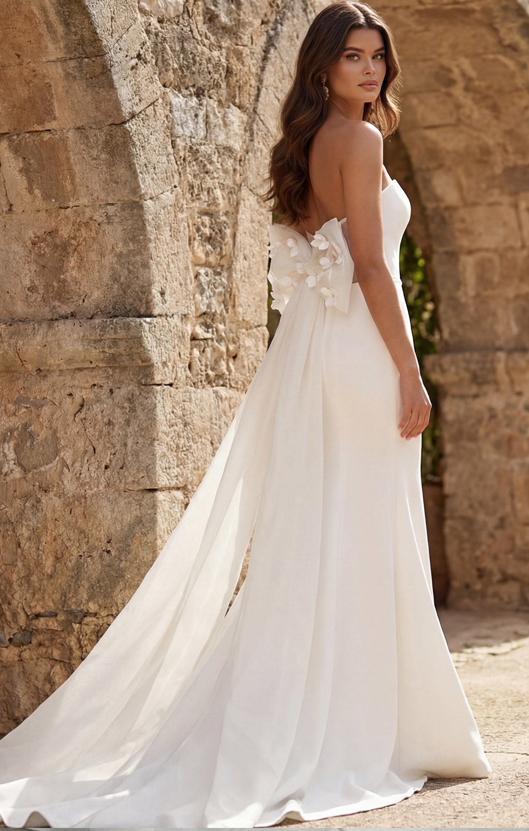 Off White Off-the-Shoulder Floor-Length Lace Bridal A-Line Gown with Sweetheart Bodice Jovani JB45113