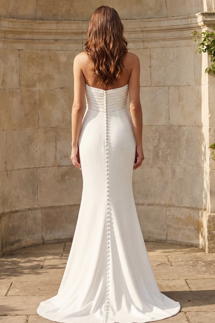 Strapless Floor-Length Crepe Wedding Mermaid Gown Jovani JB45671
