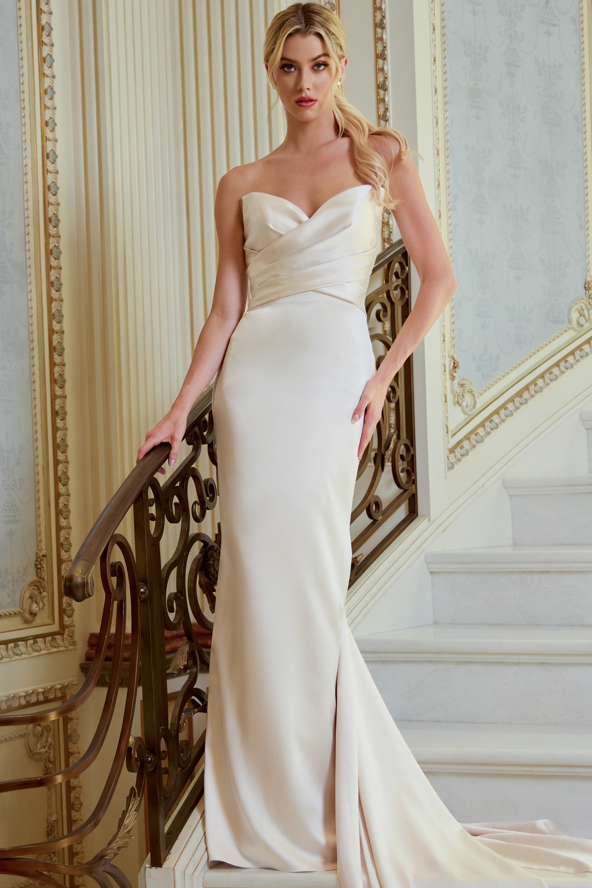 Strapless Satin Mermaid Bridal Gown