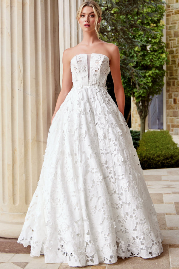 Strapless Floor-Length Lace Wedding Ball Gown Jovani JB45912