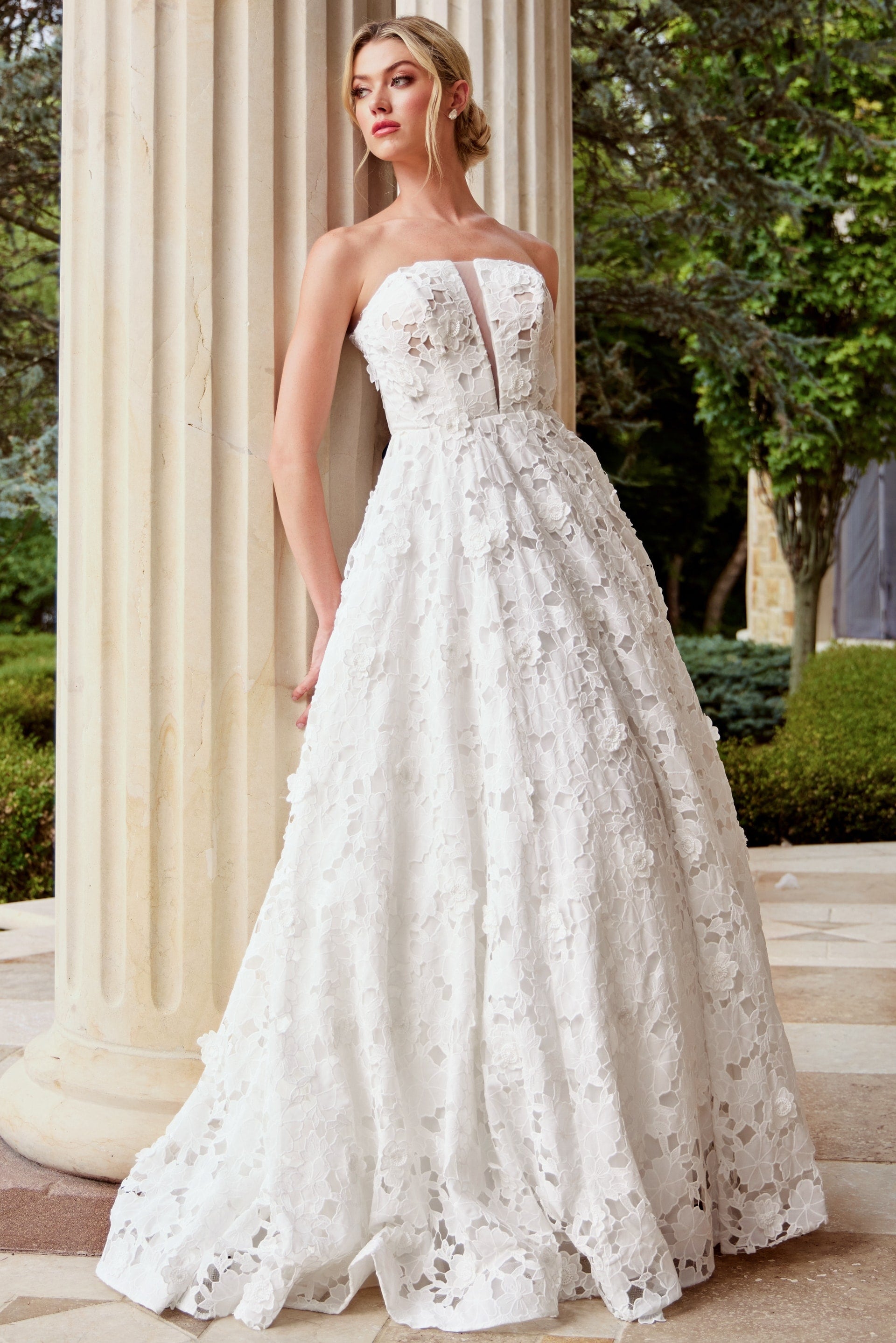 Strapless Floor-Length Lace Wedding Ball Gown Jovani JB45912