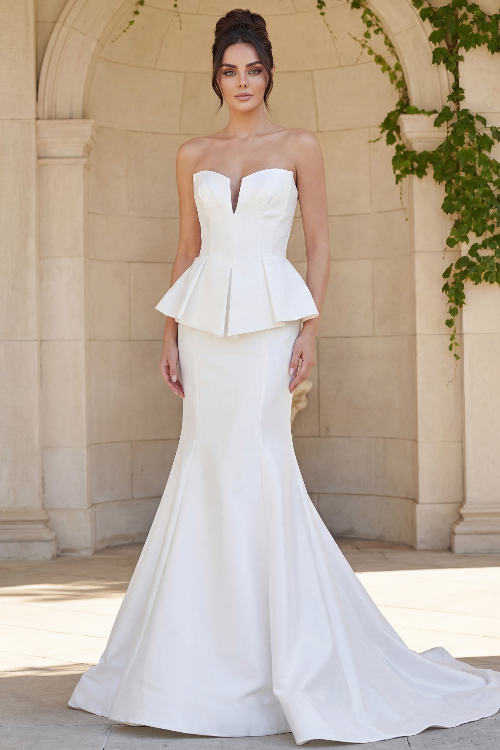 Strapless Floor-Length Mikado Wedding Mermaid Gown Jovani JB49072
